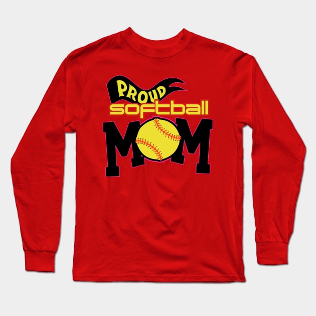 Proud softball mom Long Sleeve T-Shirt by Spikeani